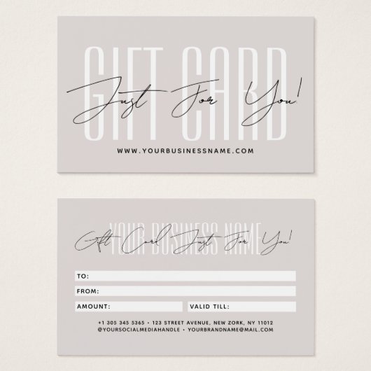 Modern script typography business gift card  (Devant & derrière)