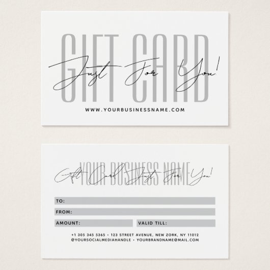 Modern script typography business gift card  (Devant & derrière)