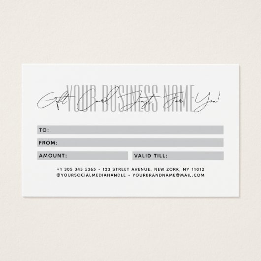 Modern script typography business gift card  (Dos)