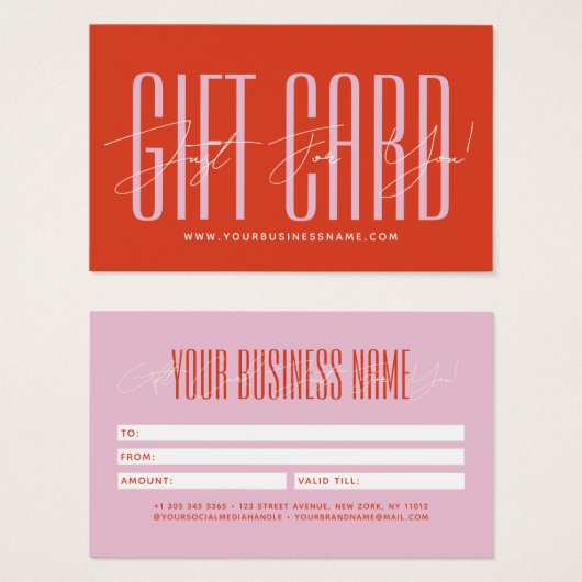 Modern script typography business gift card  (Devant & derrière)