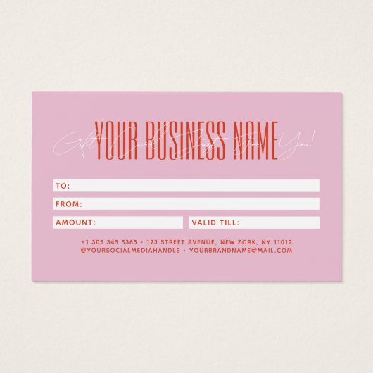 Modern script typography business gift card  (Dos)