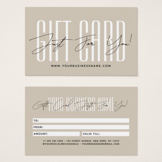 Modern script typography business gift card  visitekaartje (Voorkant /achterkant)