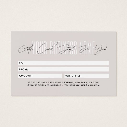 Modern script typography business gift card  visitekaartje (Achterkant)