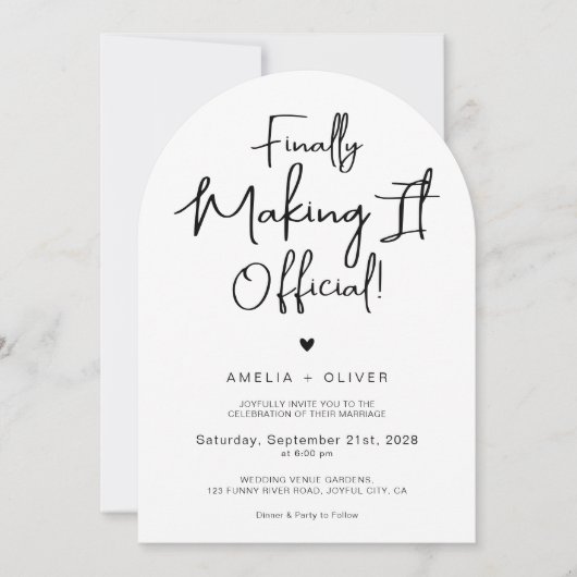 Modern Script Typography | Joyful Arch Wedding Kaart (Voorkant)