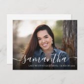 Modern Script Typography Photo Graduparty Kaart (Voorkant / Achterkant)
