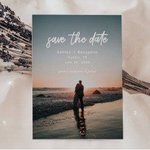 Modern Script Typography Photo Wedding Save The Date