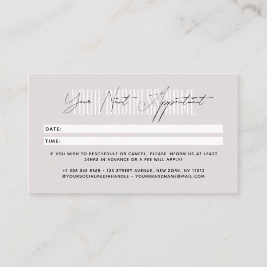 Modern script typography professional reminder afsprakenkaartje (Achterkant)