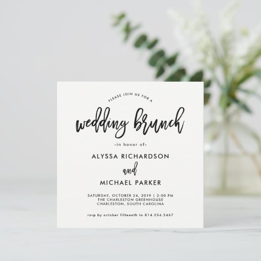 Modern script | Uitnodiging voor bruiloft Brunch (Staand voorkant)