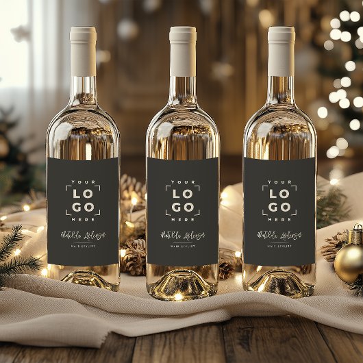 Modern script uw logo bedrijf branding zwart wijn etiket