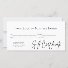 Modern Script Uw Logo Business Cadeaubon