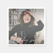 Modern Script Verjaardagsfeestfoto Servet (Voorkant)