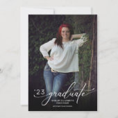 Modern Script Vertical Photo Afstuderen Kaart (Voorkant)