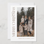 Modern script Verticale Twee foto familie Kerstmis Feestdagenkaart (Voorkant)