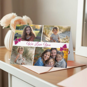 Modern Script Vier foto's Moederdag Kaart