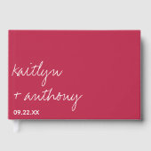 Modern Script Viva Magenta minimalistisch huwelijk Gastenboek (Voorkant)