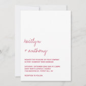 Modern Script Viva Magenta minimalistisch huwelijk Kaart (Voorkant)