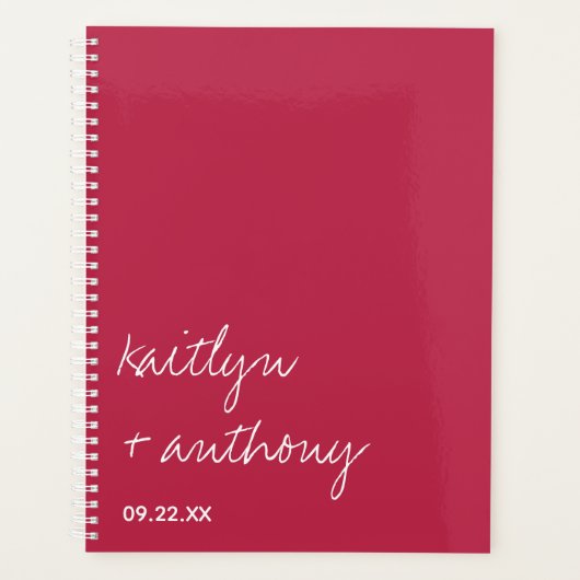 Modern Script Viva Magenta minimalistisch huwelijk Planner (Voorkant)