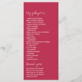 Modern Script Viva Magenta minimalistisch huwelijk Programma (Achterkant)