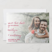 Modern Script Viva Magenta Minimalistische Foto Save The Date (Voorkant)