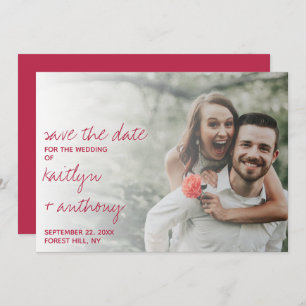 Modern Script Viva Magenta Minimalistische Foto Save The Date