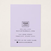 Modern script voegt logo paarse oorring display ca visitekaartje (Achterkant)