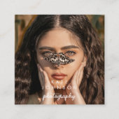 Modern Script Volledige foto QR Code Social Media Vierkante Visitekaartje (Voorkant)