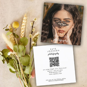 Modern Script Volledige foto QR Code Social Media Vierkante Visitekaartje
