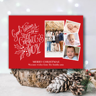 Modern script voor Red Good Tidings of Comfort & J Feestdagenkaart