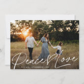 Modern Script Vrede Hart Liefde Kerstmis Een foto Feestdagenkaart (Voorkant)