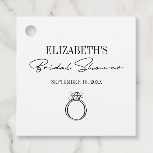 Modern script Vrijgezellenfeest met ring Bedankjes Labels (Voorkant)