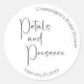 Modern Script Vrijgezellenfeest Petals en Prosecco Ronde Sticker (Voorkant)