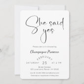 Modern script Vrijgezellenfeest zei ze ja Kaart (Voorkant)