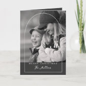 Modern Script Vrolijk Kerstboogfoto Vakantie Kaart (Voorkant)