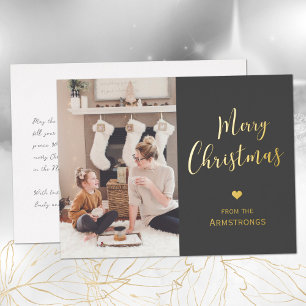 Modern Script Vrolijk kerstfeest Folie Feestdagen Briefkaart