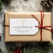 Modern Script Vrolijk Kerstmisgoud Mistletoe Cadeaulabel