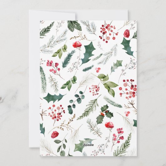 Modern Script w / Elegante Botanische Boog 1 Foto Feestdagenkaart (Achterkant)