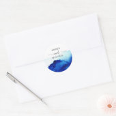Modern Script Waterverf Indigo Blue Envelope Seal Ronde Sticker (Envelop)