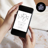 Modern script We doen 3 foto's QR-code bruiloft Kaart