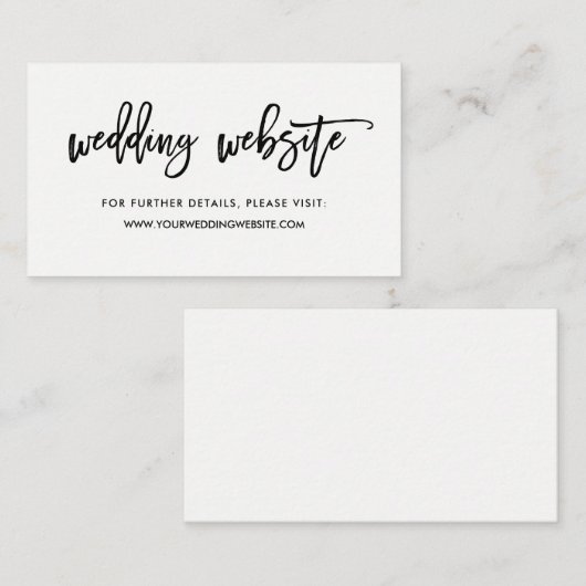 Modern script | Website bruiloft invoegen Informatiekaartje (Voorkant / Achterkant)