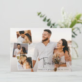 Modern Script Weddenfoto Collage Bedankt (Staand voorkant)