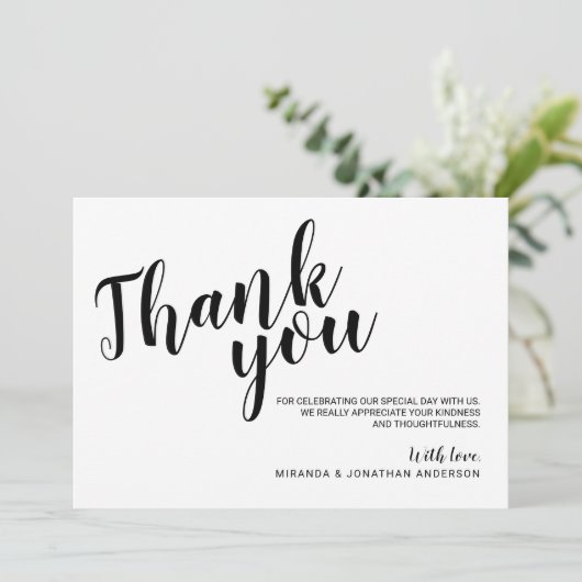 Modern Script Weddenschap Bedankt Kaart (Staand voorkant)