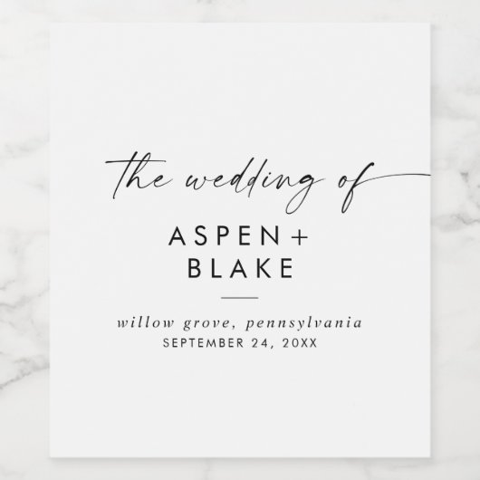 Modern script Weddenschap Wine Label Wijn Etiket (Enkel label)