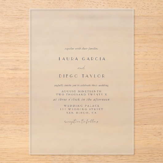 Modern Script Wedding Acryl Uitnodigingen (Voorkant)