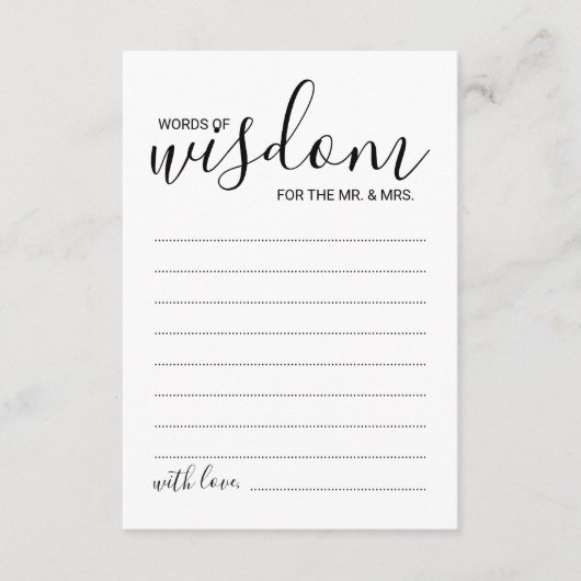 Modern Script Wedding Advice and Wishes Card Advieskaart (Voorkant)