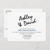 Modern Script Wedding Briefkaart (Voorkant / Achterkant)