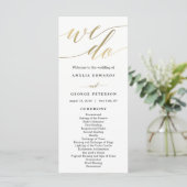 Modern Script Wedding Ceremony Program Faux Gold Programma (Staand voorkant)