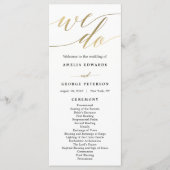 Modern Script Wedding Ceremony Program Faux Gold Programma (Voorkant)