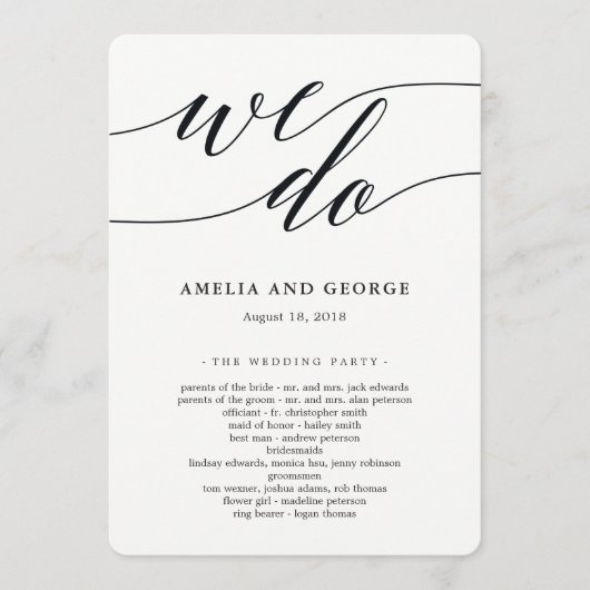 Modern Script Wedding Ceremony Program Programma (Voorkant)