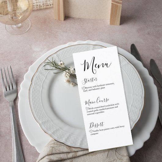 Modern Script Wedding Dinner Menu