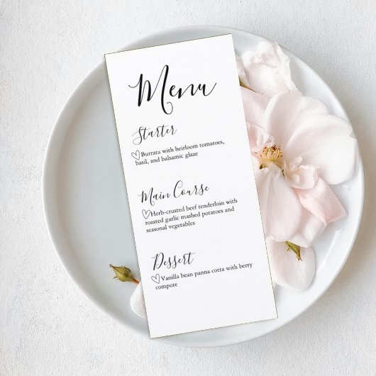 Modern Script Wedding Dinner Menu
